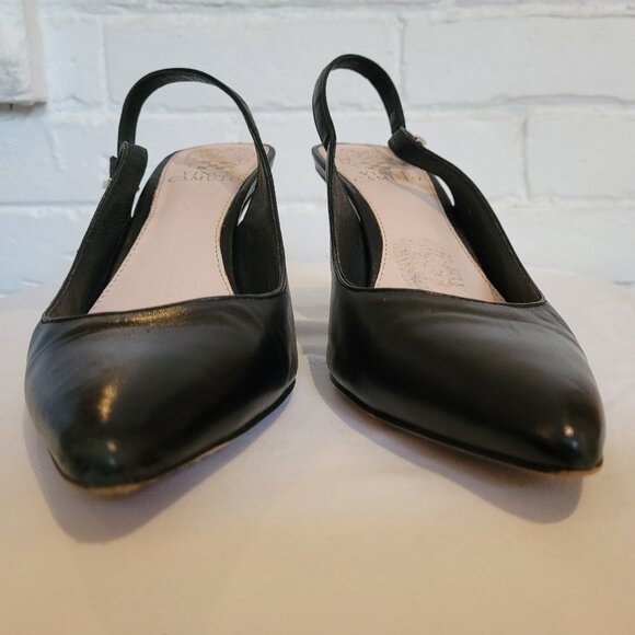Vince Camuto Stefania Black Leather Slingback Heels Size 7 M - Picture 4 of 13